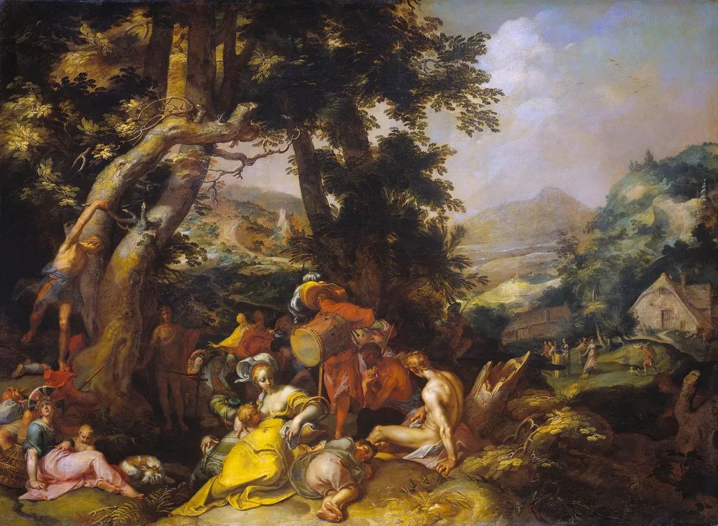 Landscape with the Ministry of John the Baptist, by Abraham Bloemaert, oil