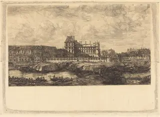 L'ancien Louvre d'après une peinture de Zeeman, 1651 (The Old Louvre, from a Painting by Zeeman, l651), by Charles Meryon, graphite, 1866