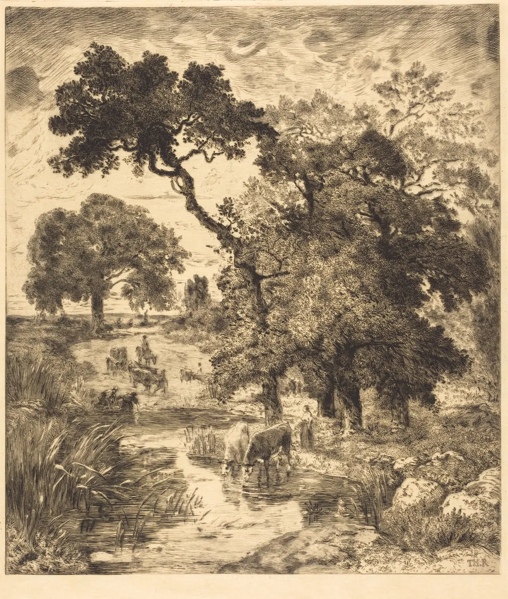 Evening, by Félix Bracquemond, ink, 1882