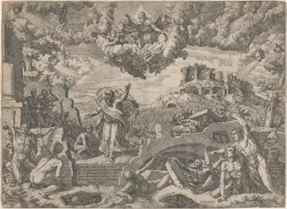 The Vision of Ezekiel, by Giovanni Battista Fontana, ink, 1579