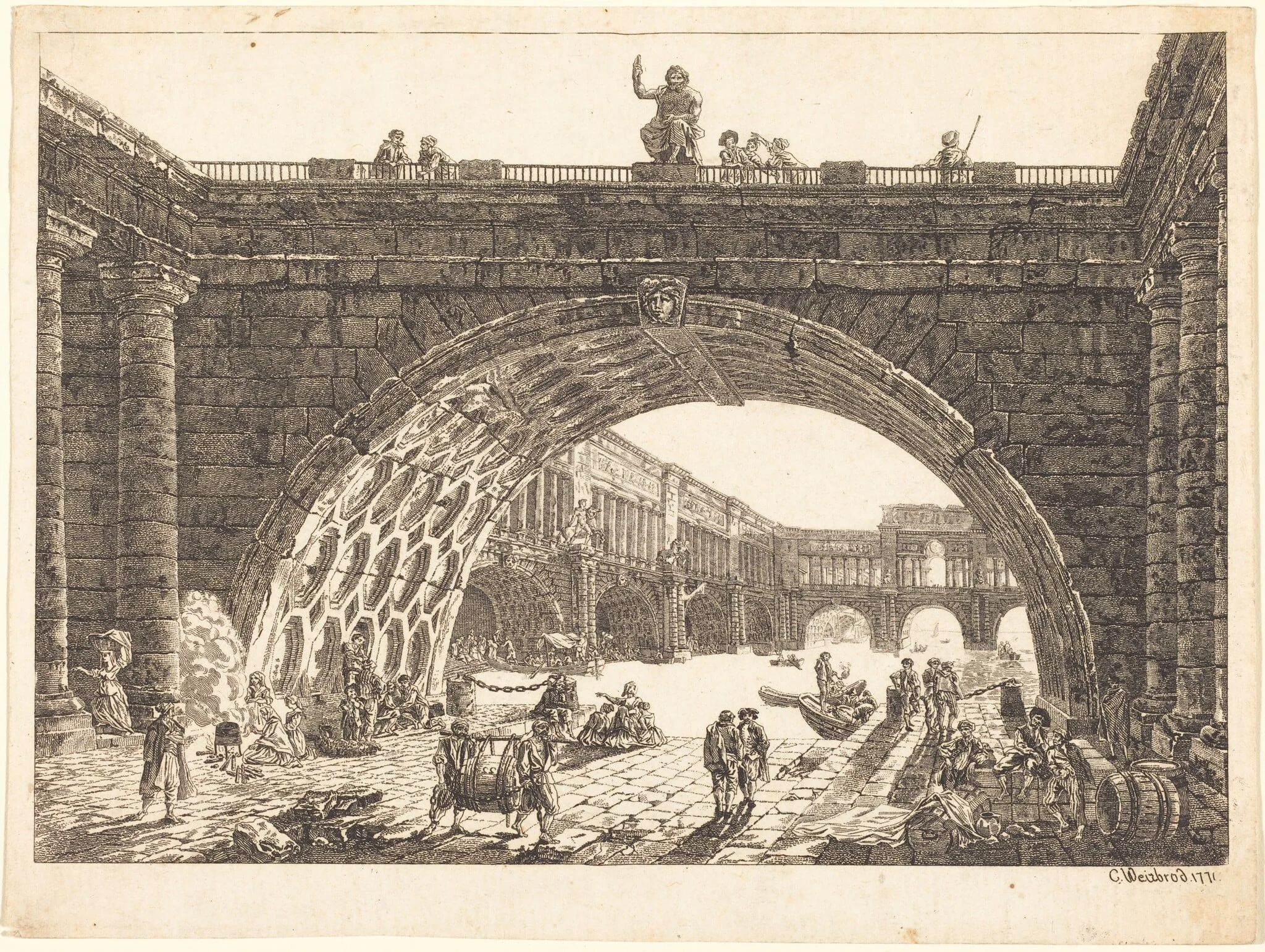 Architectural Fantasy of a Monumental Port, detail