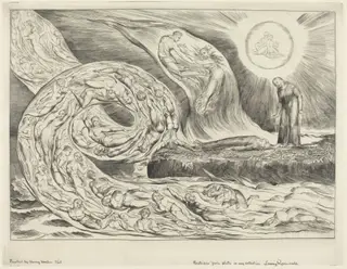 The Circle of the Lustful: Paolo and Francesca, by William Blake, ink, 1827