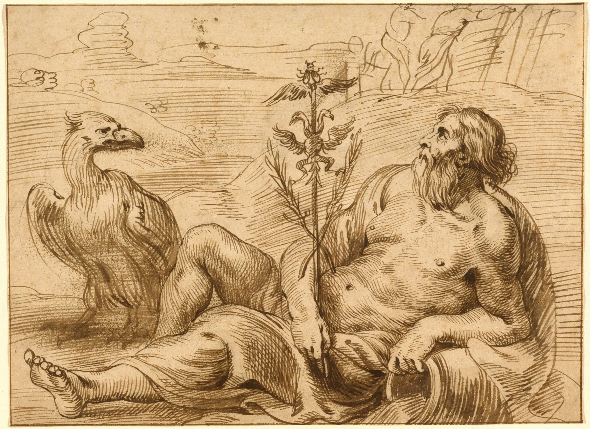 River God with an Eagle, detail