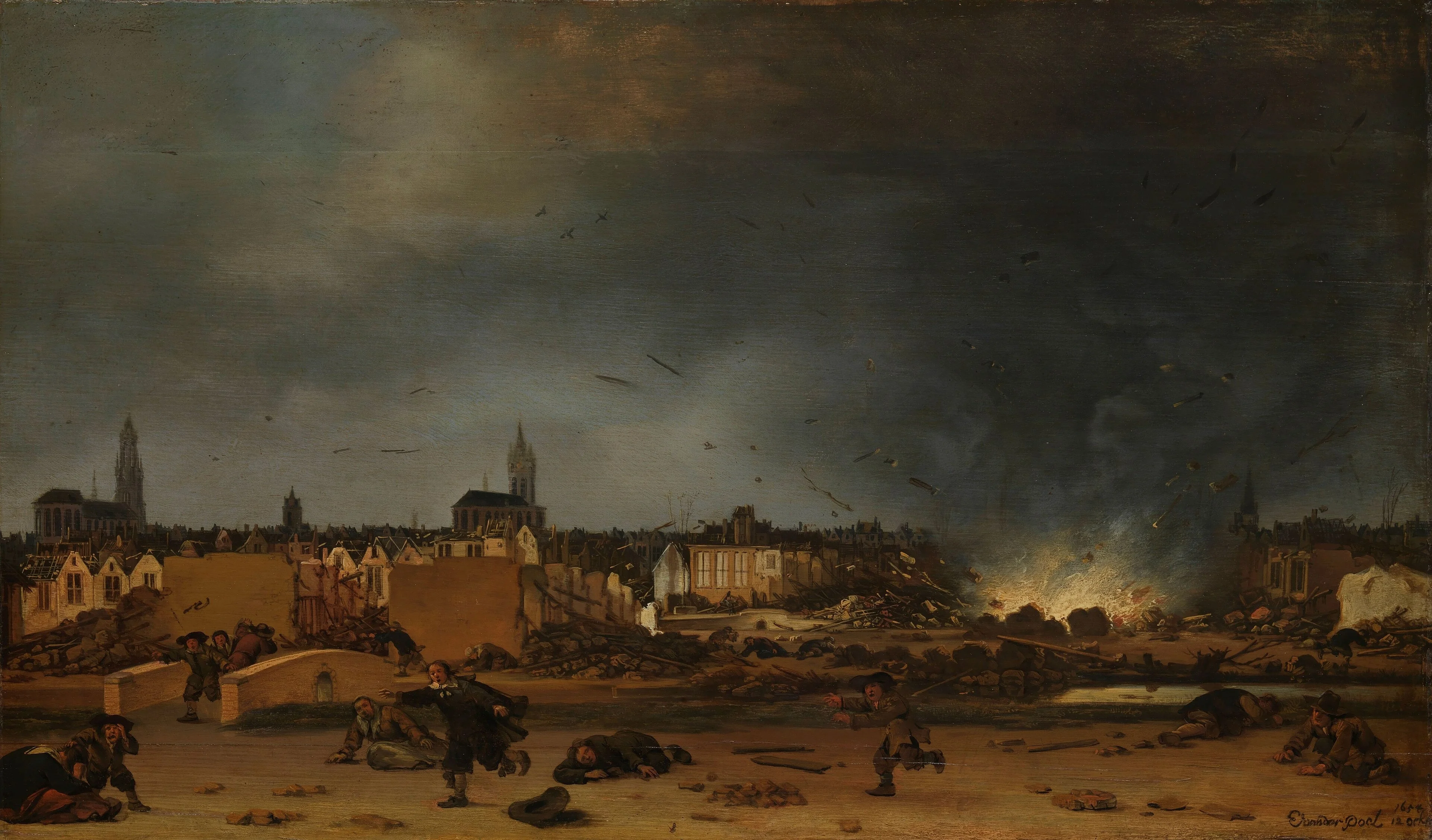The explosion of the powder magazine in Delft, 12 October 1654, detail