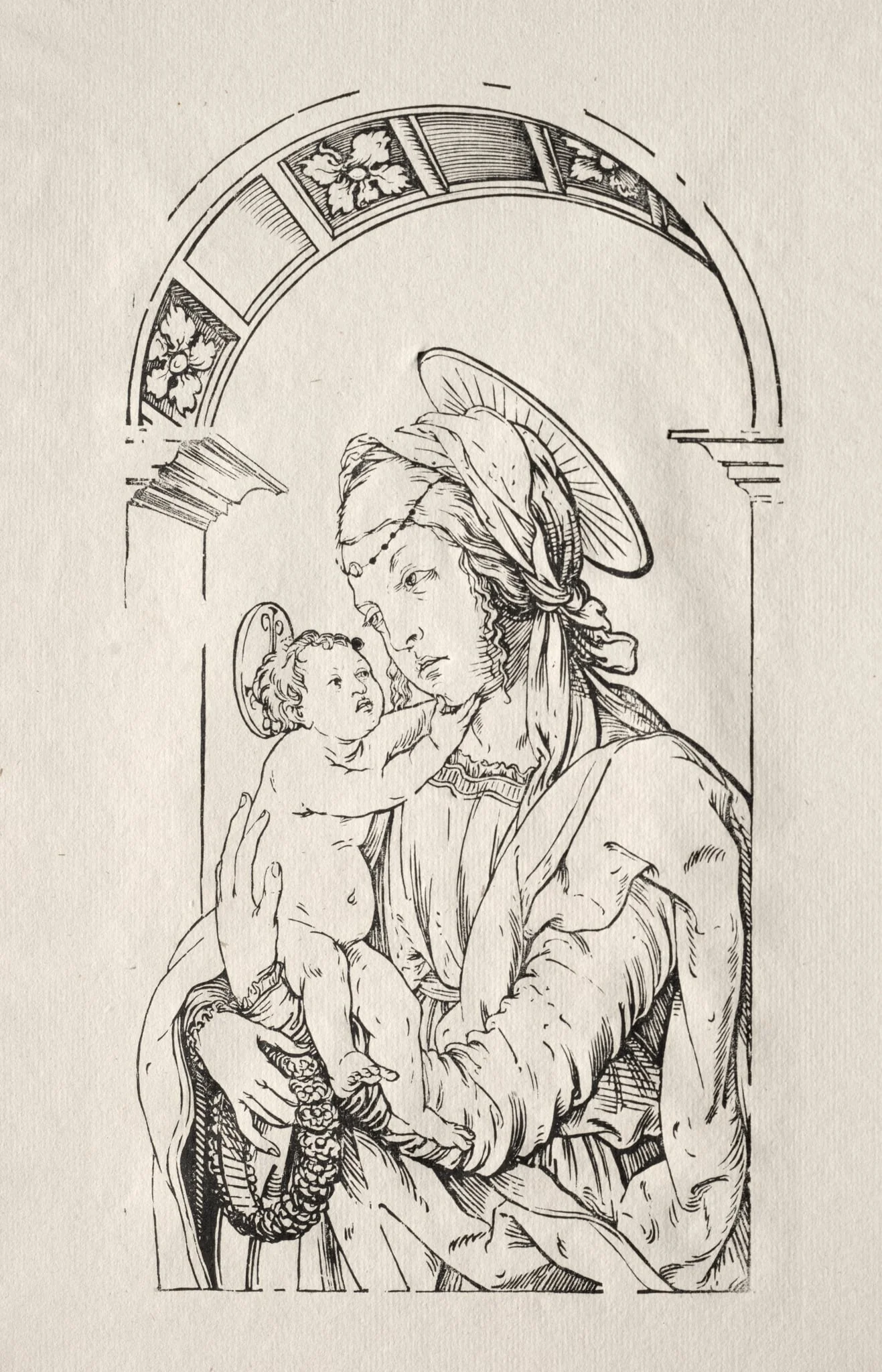 The Virgin with the Child under an arch, detail