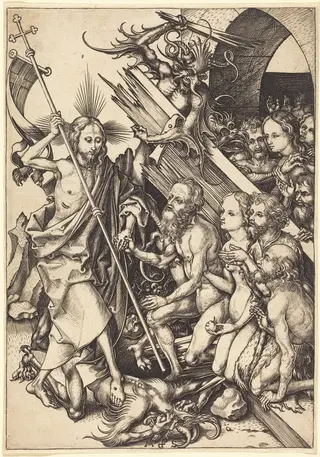 Christ in Limbo, by Martin Schongauer, ink, 1480