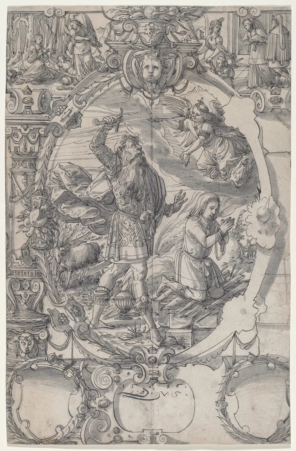 The Sacrifice of Abraham, by Daniel Lindtmayer, ink, 1586