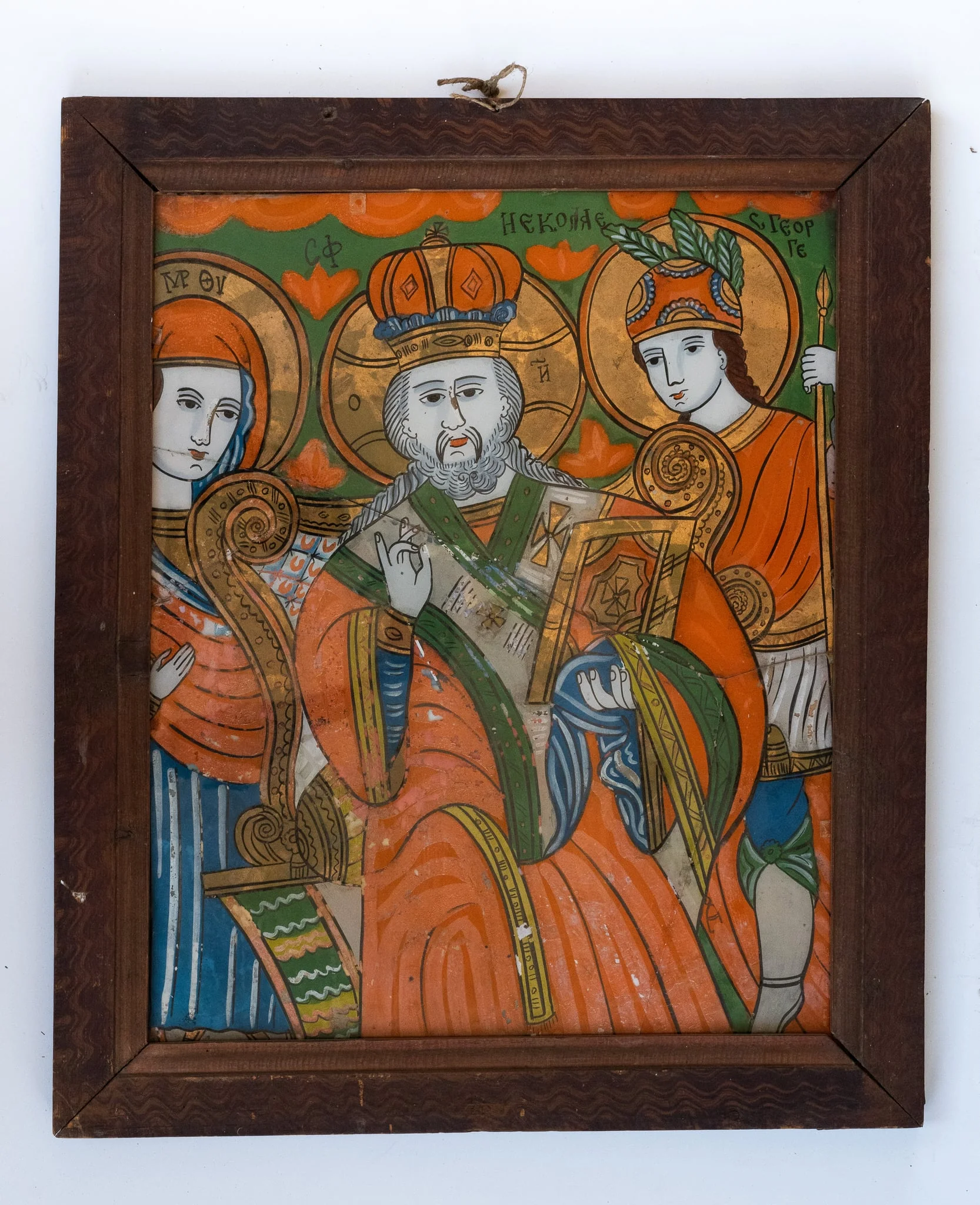 Sfântul Nicolae încadrat de Fecioara Maria și Sfântul Gheorghe, detail
