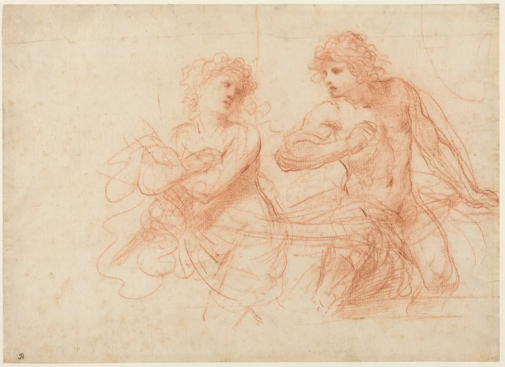 Amnon and Tamar, by Guercino, chalk, 1649