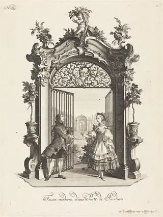 Façon moderne d'une Porte de Jardin (A Garden Door in the Modern Style), by Johann Esaias Nilson, ink, 1758