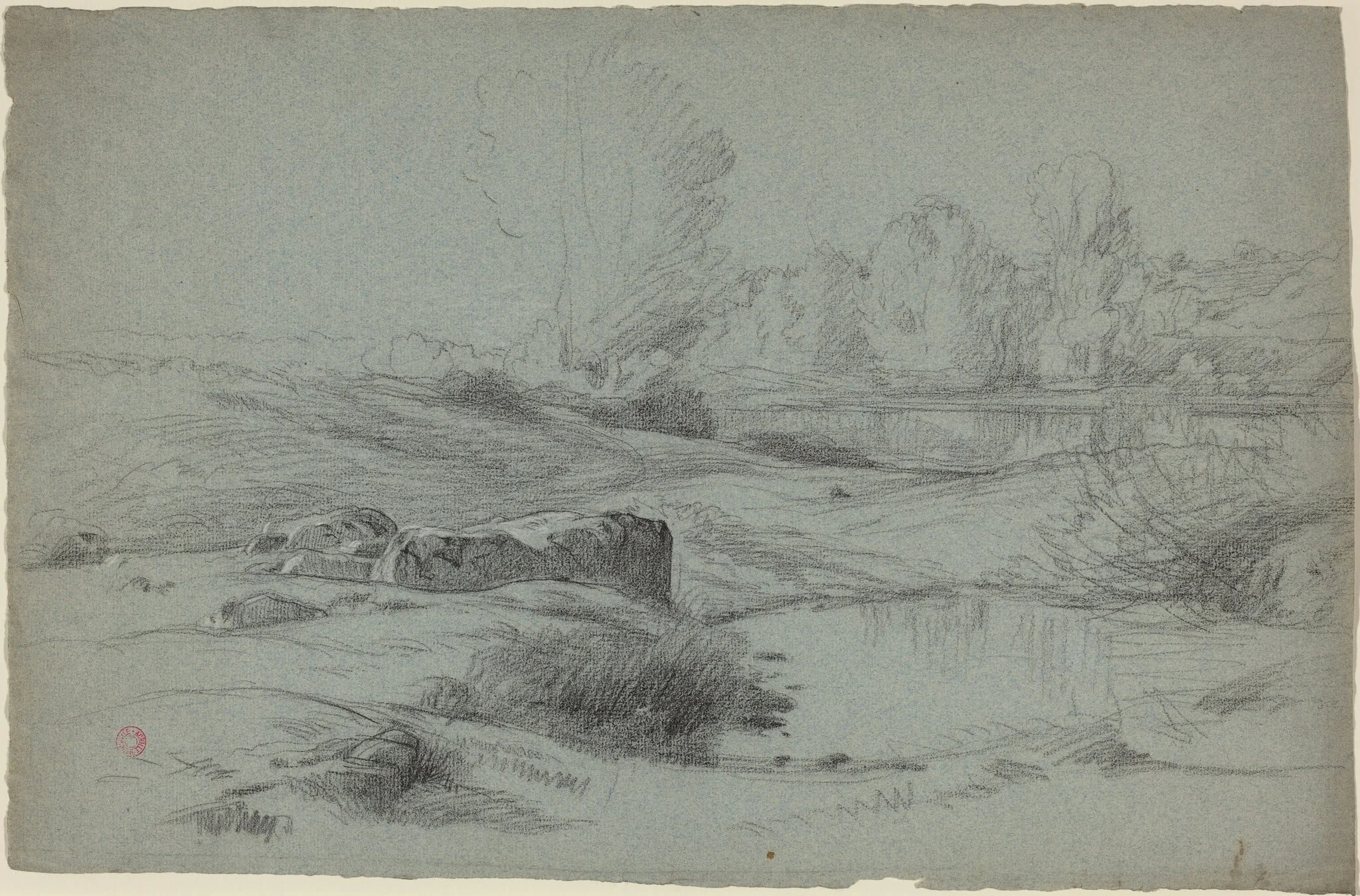 A Rocky Meadow by a River, detail
