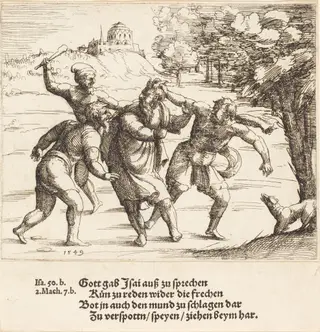 Isaiah Accepts Mockery because of His Faith, by Augustin Hirschvogel, ink, 1549