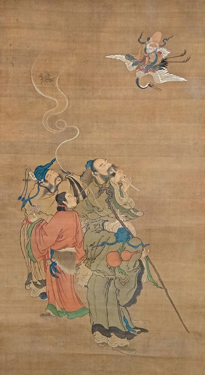 八仙図|Eight Daoist Immortals Welcoming Jurōjin, detail