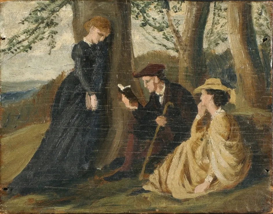 Tennyson reading aloud in a Glade, by 9th Earl of Carlisle, George Howard, oil
