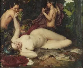 A Bacchante and Fauns