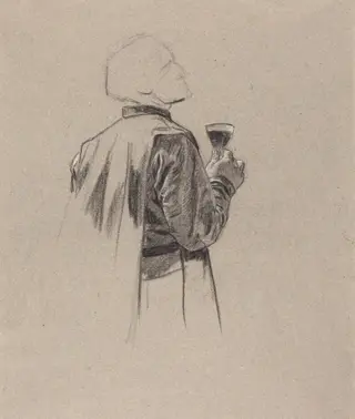A Bearded Gentleman with a Glass of Wine