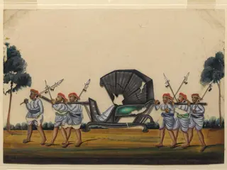 A chair-palanquin with six bearers