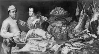 A Cook and a Kitchen Maid with the Provisions of the Kitchen