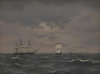 A Corvette Reefing Sails in a Freshening Wind and some other Ships