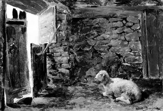 A Couching Sheep in a Stable, by Rosa Bonheur
