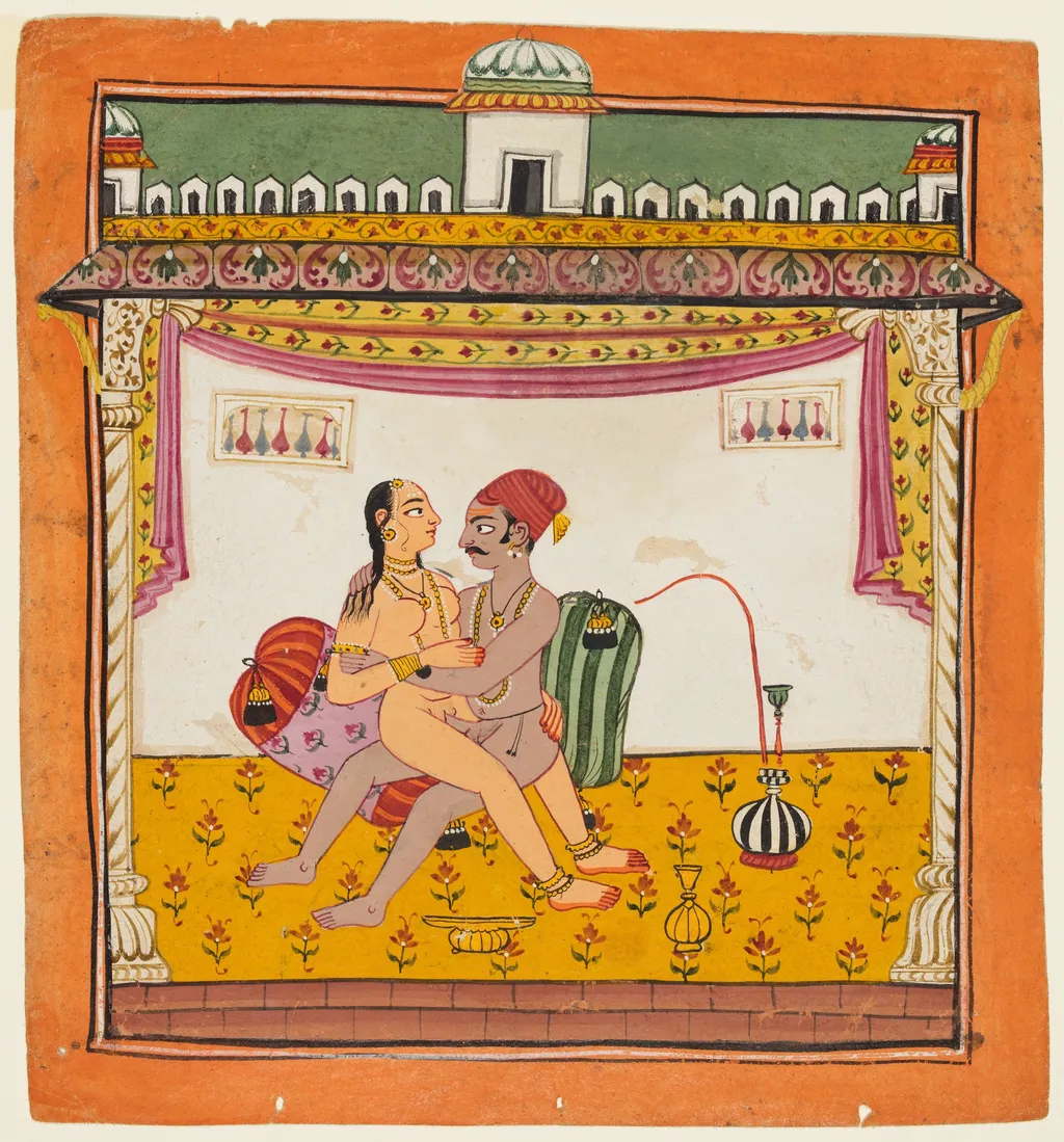 A Couple Seated Against Two Pillows Making Love, unspecified, 1705