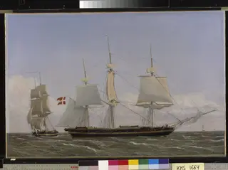 A Danish Corvette Laying to in order to Confer with a Danish Brig: The Scene Being Set in West Indian Waters
