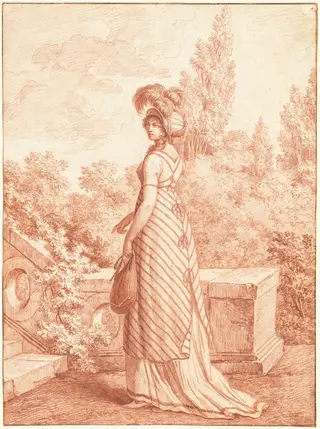 A Fashionable Woman Standing in a Park, by Carle Vernet