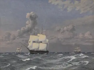 A Frigate and some other Ships Cruising