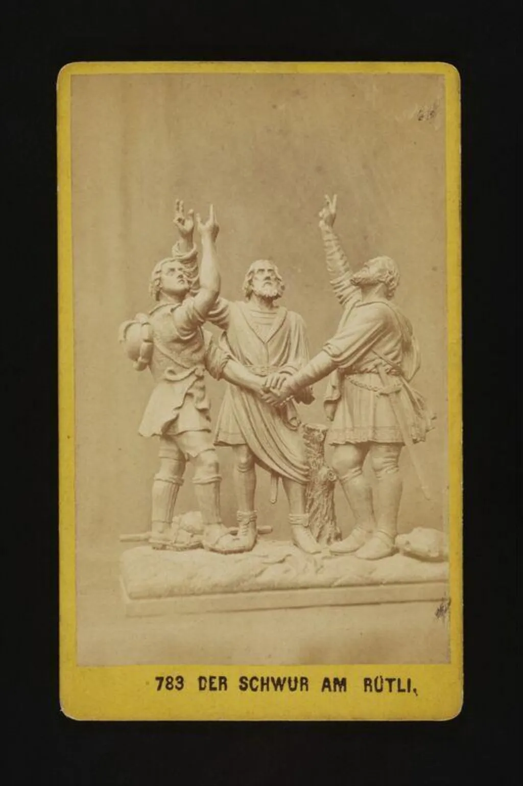A photograph of 'der schwur am rutli' statue, by A. Gabler, photographic