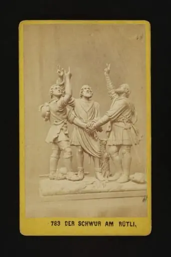 A photograph of 'der schwur am rutli' statue, by A. Gabler