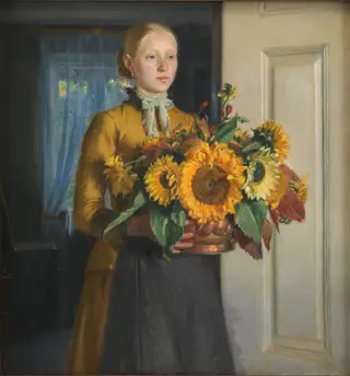A Girl with Sunflowers