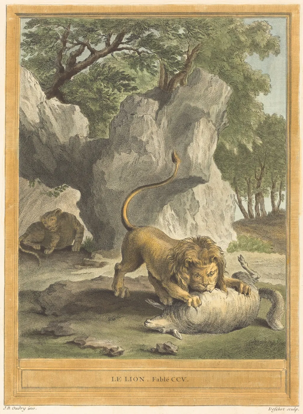 Le lion (The Lion), by A.-J. de Fehrt, ink, 1759