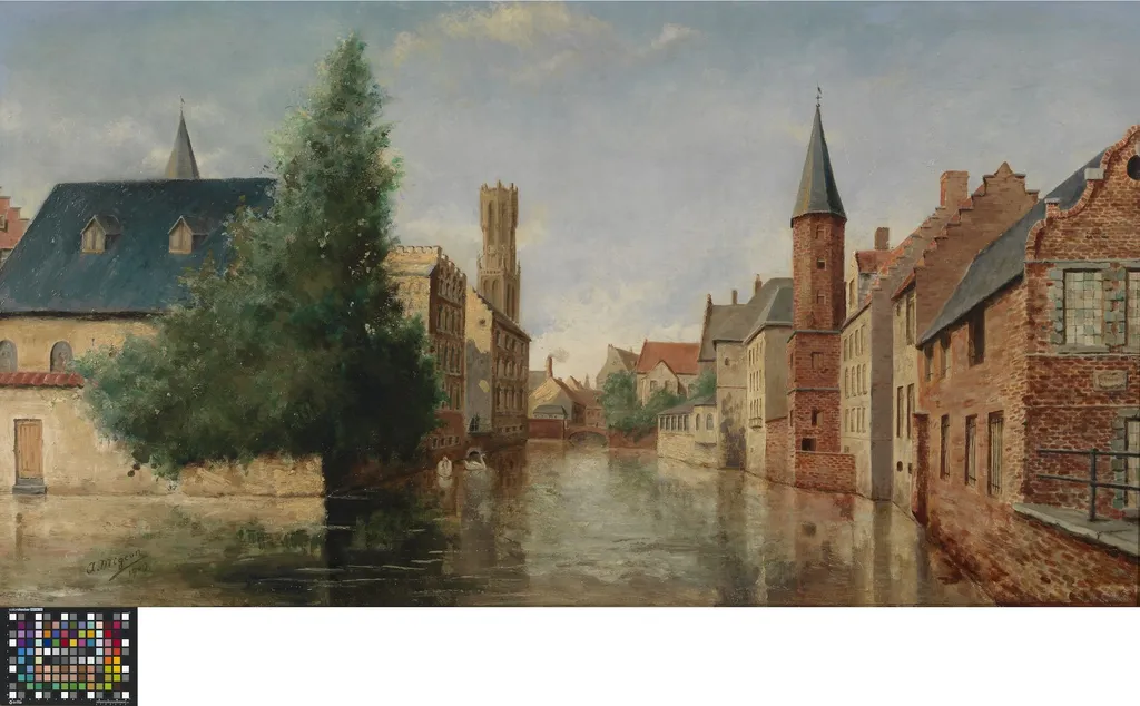 De Rozenhoedkaai in Brugge, by A. Migeon, oil