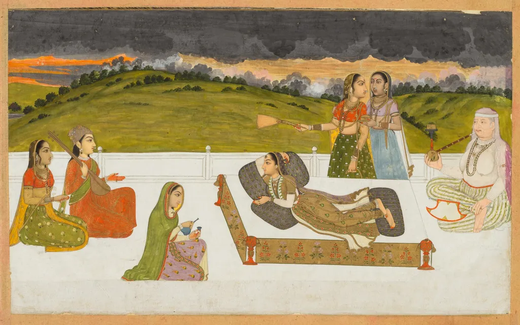 A princess reclining on a terrace with attendants, unspecified, 1735