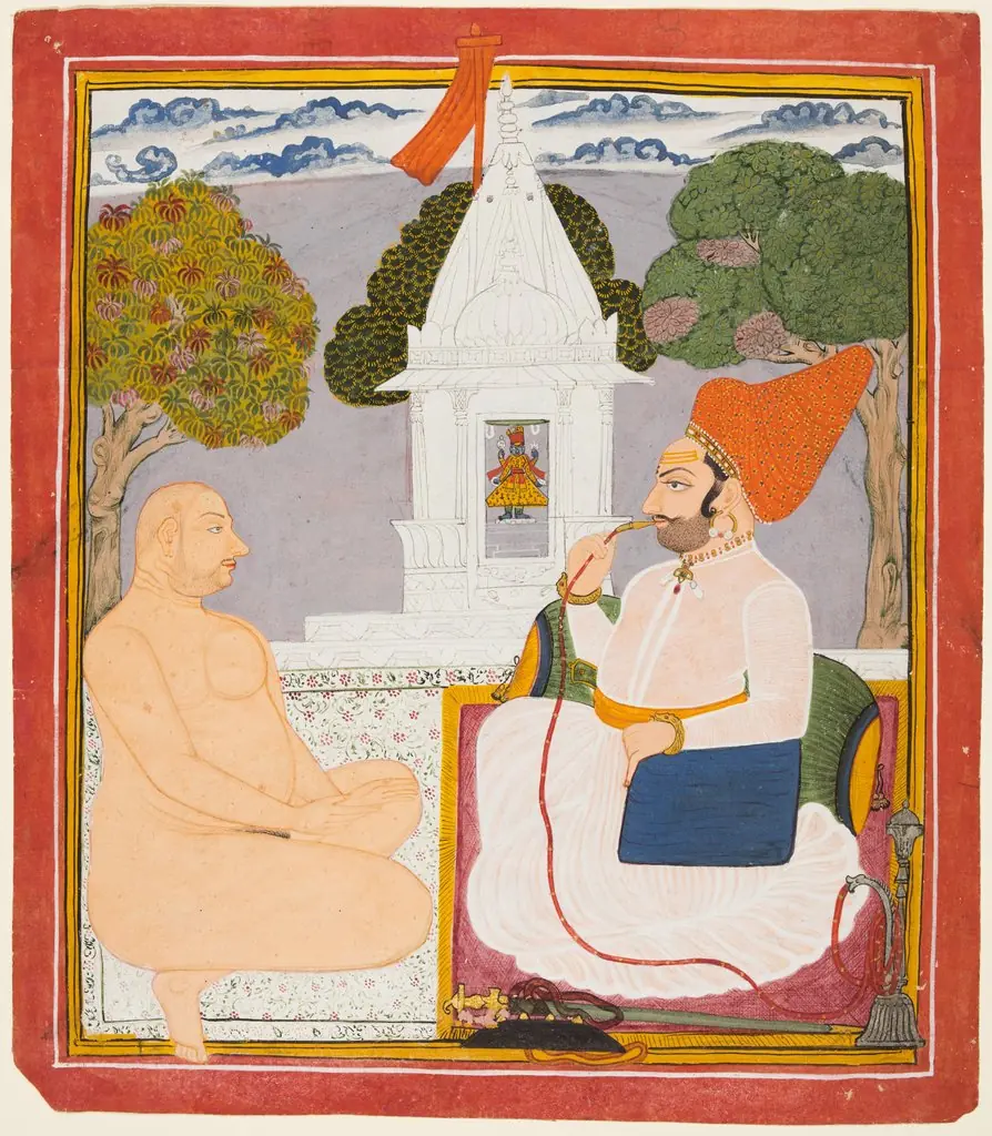 A Rathor Noble Visiting a Holy Man at a Vishnu Shrine, 1760
