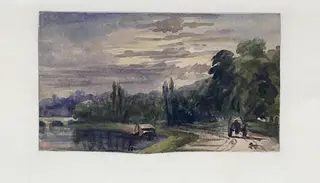 A River Scene; Sunset - A Sketc