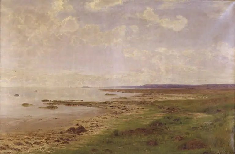 Parti af Jyllands østkyst. Stille sommerdag, by A. Thorenfeld