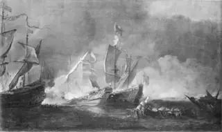 A Turkish Galley in an Encounter with two British Warships