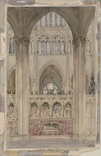 Choir aisle in Amiens Cathedral, by A.W.N. Pugin