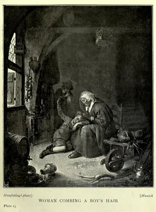 A Woman combing a Boy's Hair