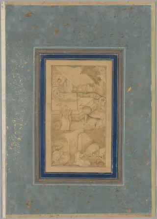 A woman mistakes a cow for the Angel of Death, from a Lights of Canopus (Anwar-i Suhaili) of Kashifi (Iranian, d. 1504)