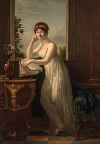 A Young Woman Leaning on the Edge of a Window, by Marie-Victoire Lemoine