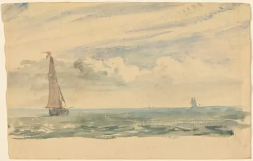 A Seascape with Two Sail Boats, by John Constable, watercolor, 1806