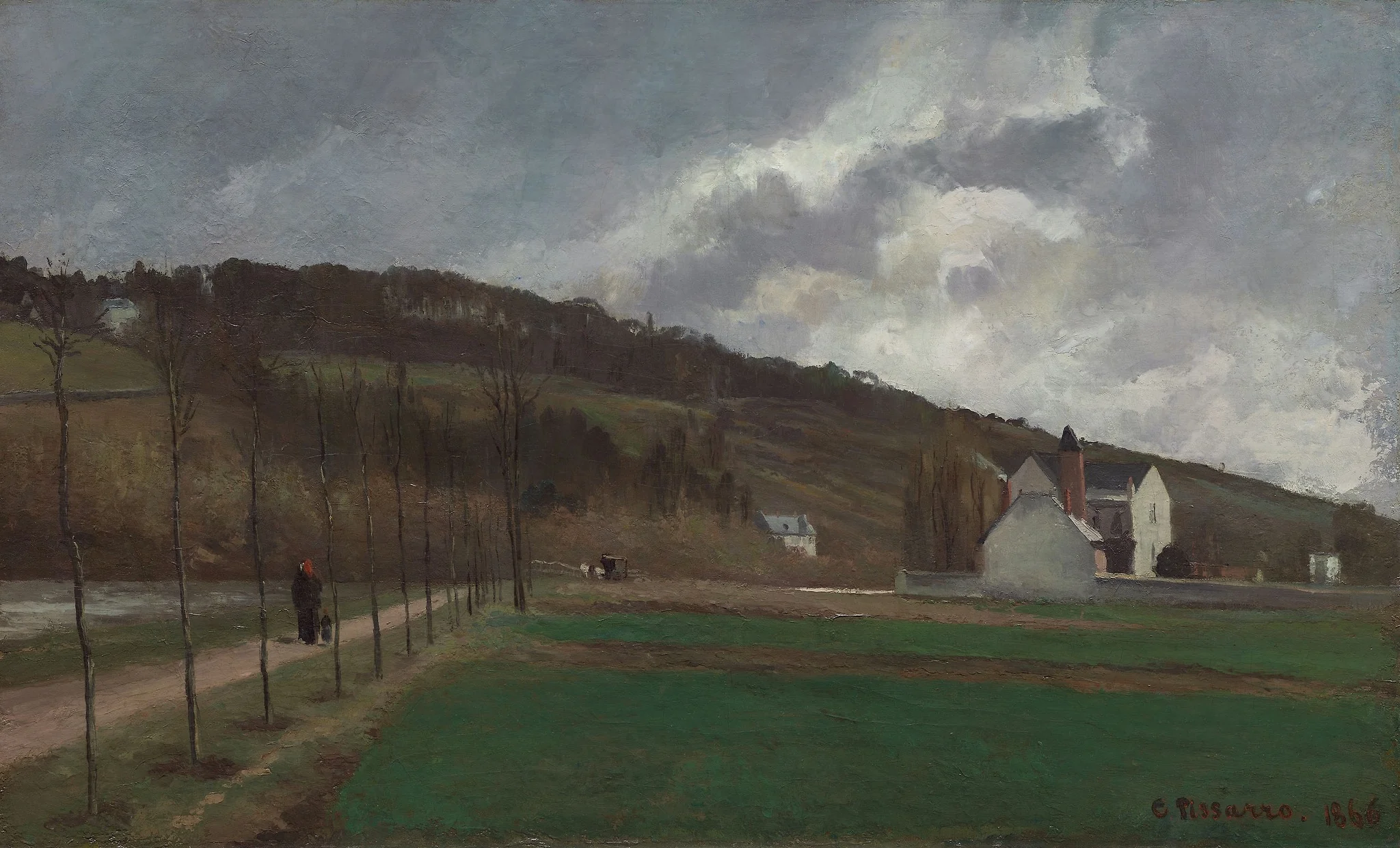 The Banks of the Marne in Winter, detail