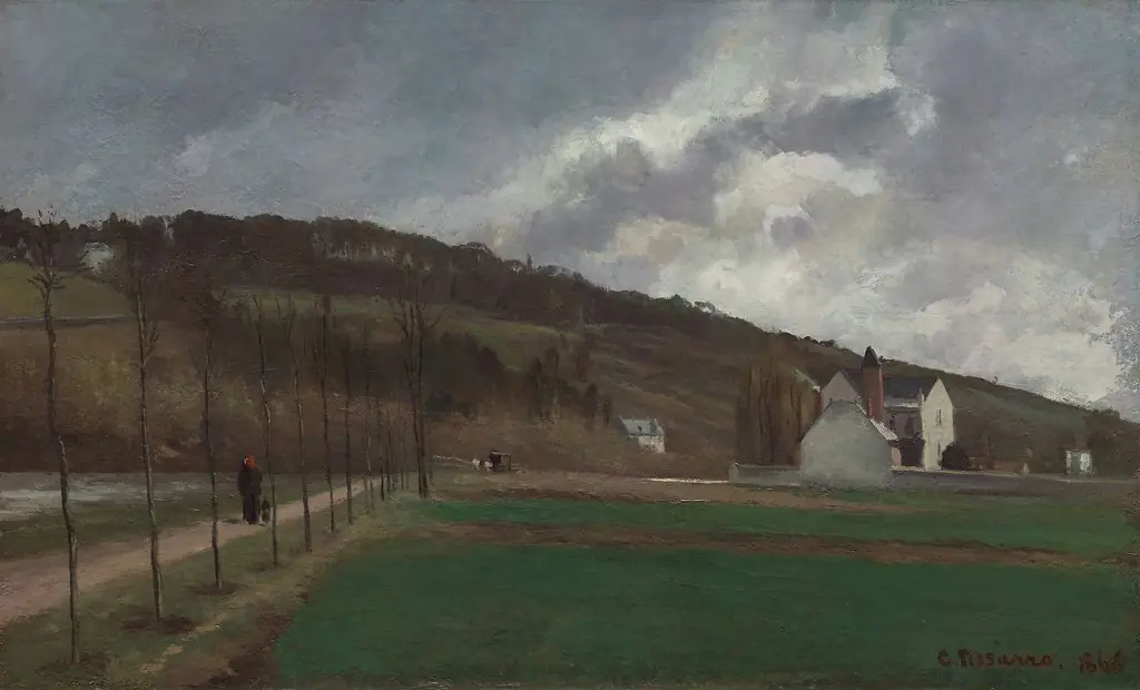 The Banks of the Marne in Winter, by Camille Pissarro, oil, 1866