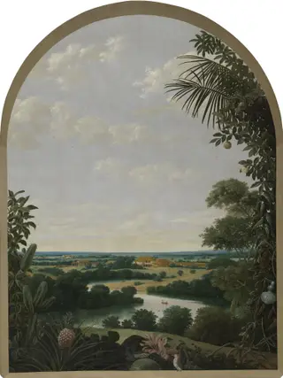 Landscape in Brazil, by Frans Post, oil, 1652