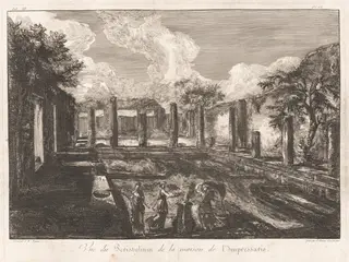 Vue du Peristylium de la maison de l'Impressario, by Francesco Piranesi, ink, 1805