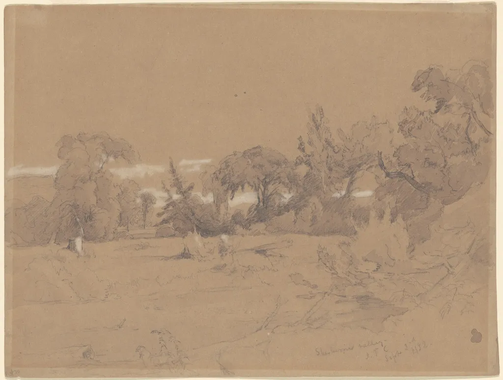 Sherberne Valley, by Jasper Francis Cropsey, gouache, 1852
