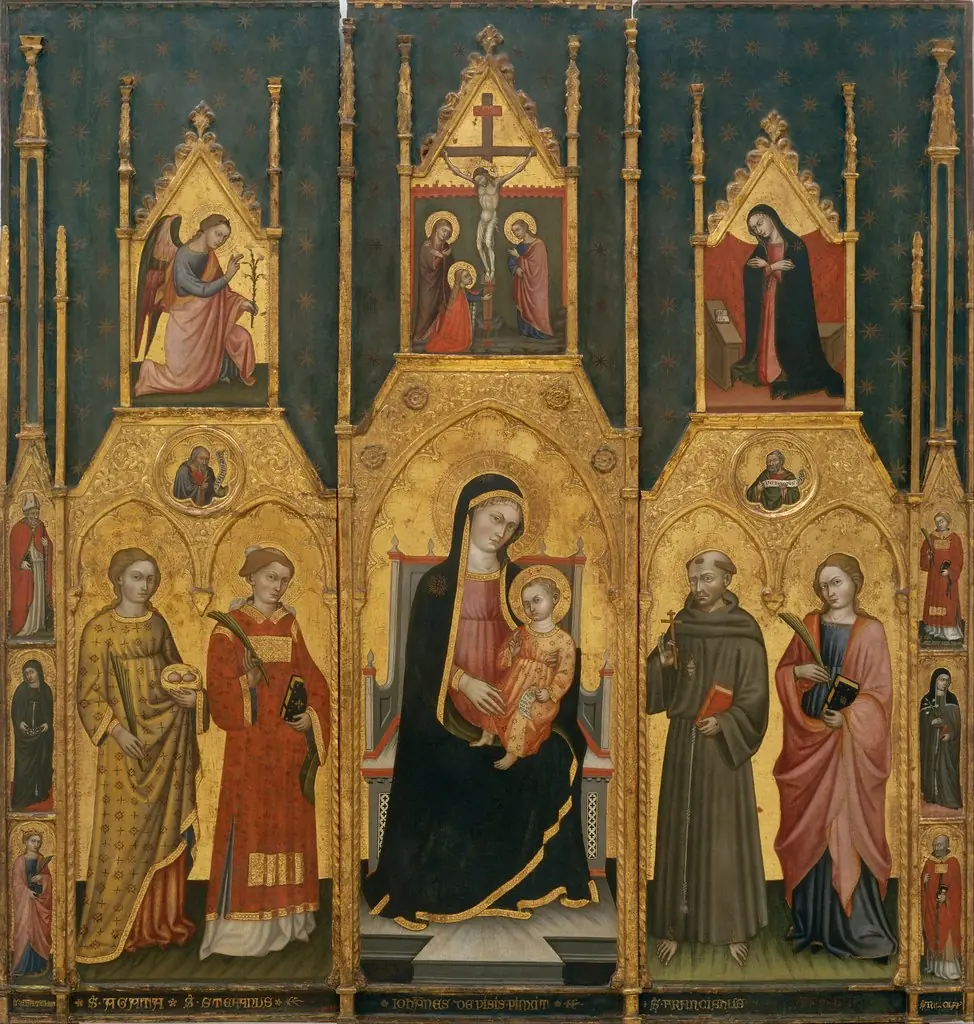 Altarpiece of the Virgin with Saints Agatha, Stephen, Francis and a Martyr Saint, by Lo Spagna, unspecified, 1499