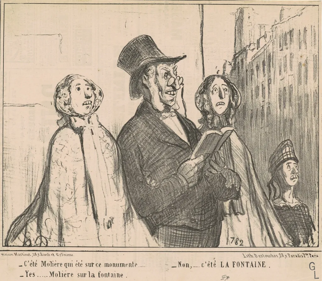 C'été Molière que été sur ce monumente ..., by Honoré Daumier, ink, 1855
